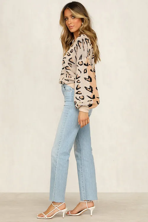 Afternoon Daydream Leopard Print Knit Sweater