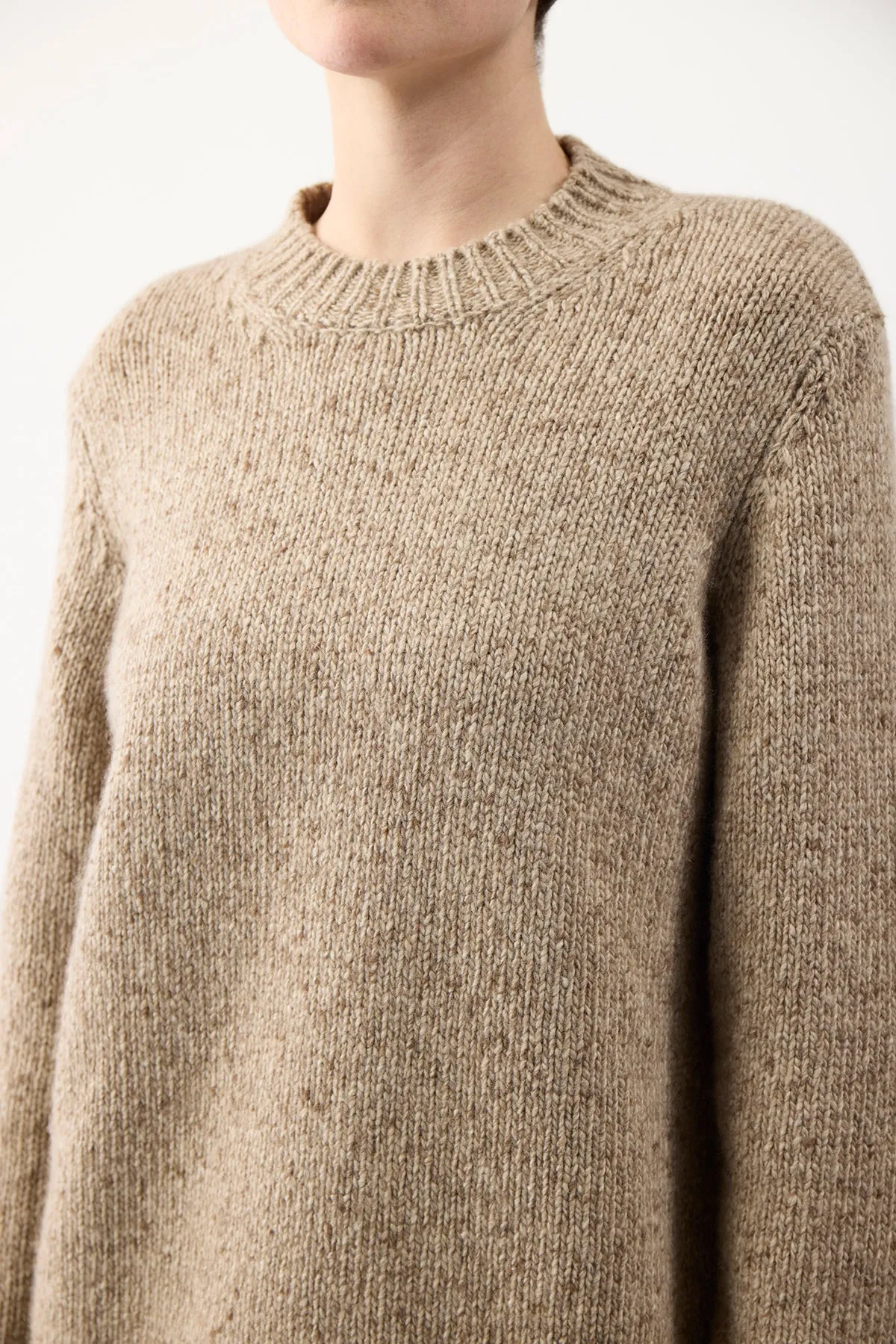 Alfie Crewneck in Oatmeal Multi Cashmere