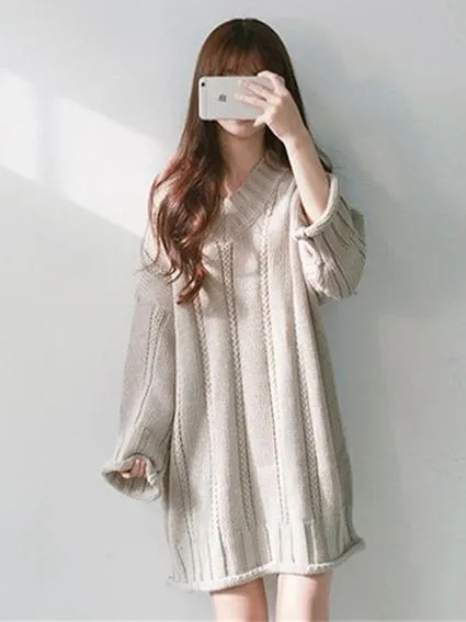 Amazing Knitting V-neck Chic Sweater