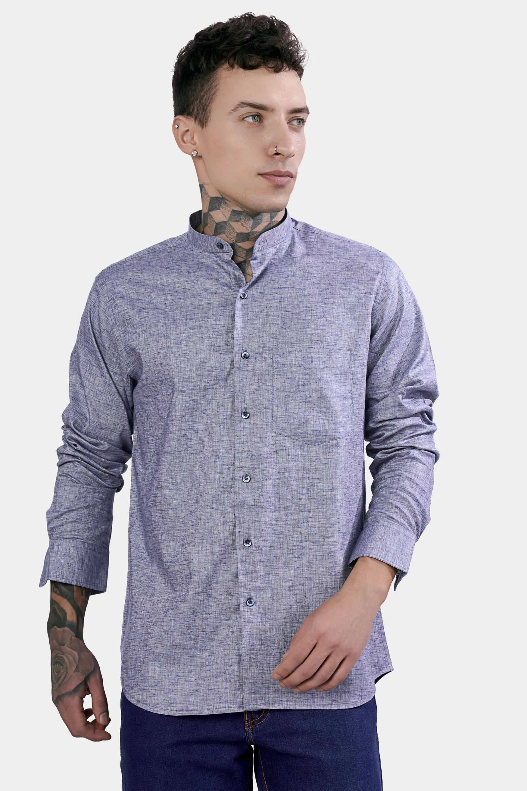 Amethyst Blue Chambray Premium Giza Cotton Shirt