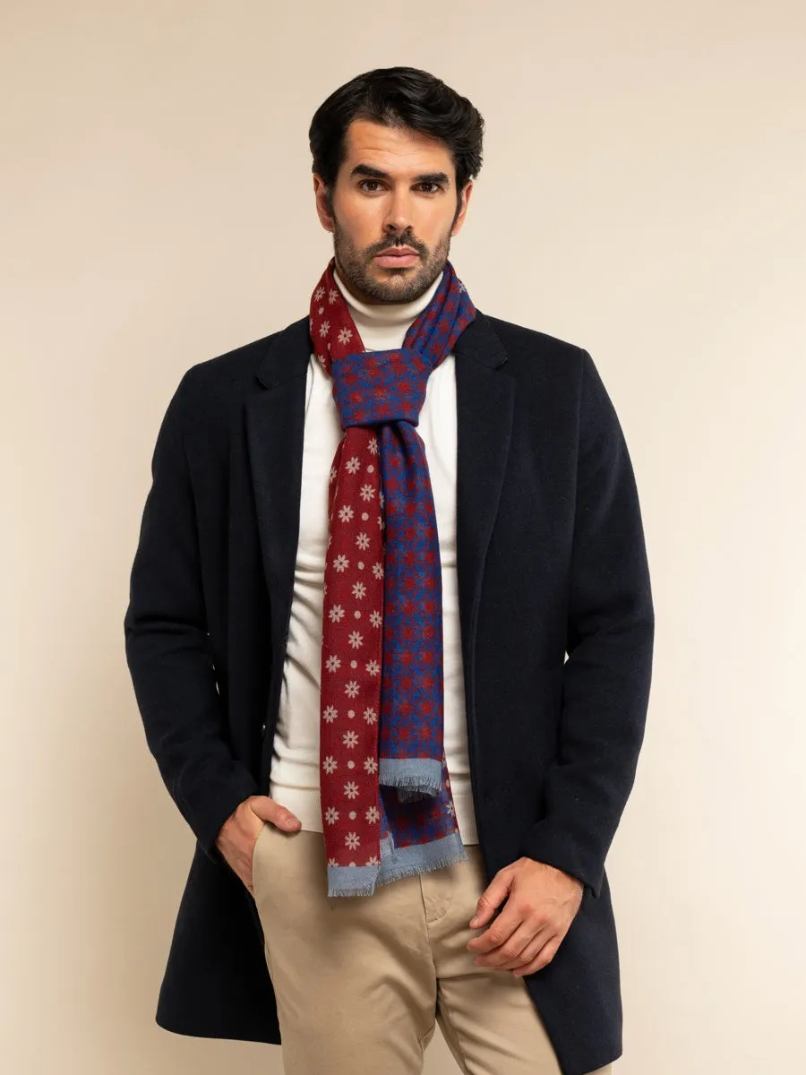 Andrea (red/blue) - soft and lightweight Italian scarf from 100% wool