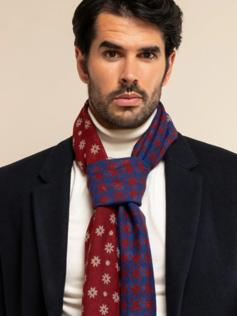 Andrea (red/blue) - soft and lightweight Italian scarf from 100% wool