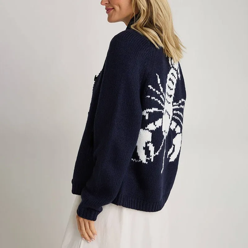 Anne | Fun Lobster Cardigan Sweater Jacket