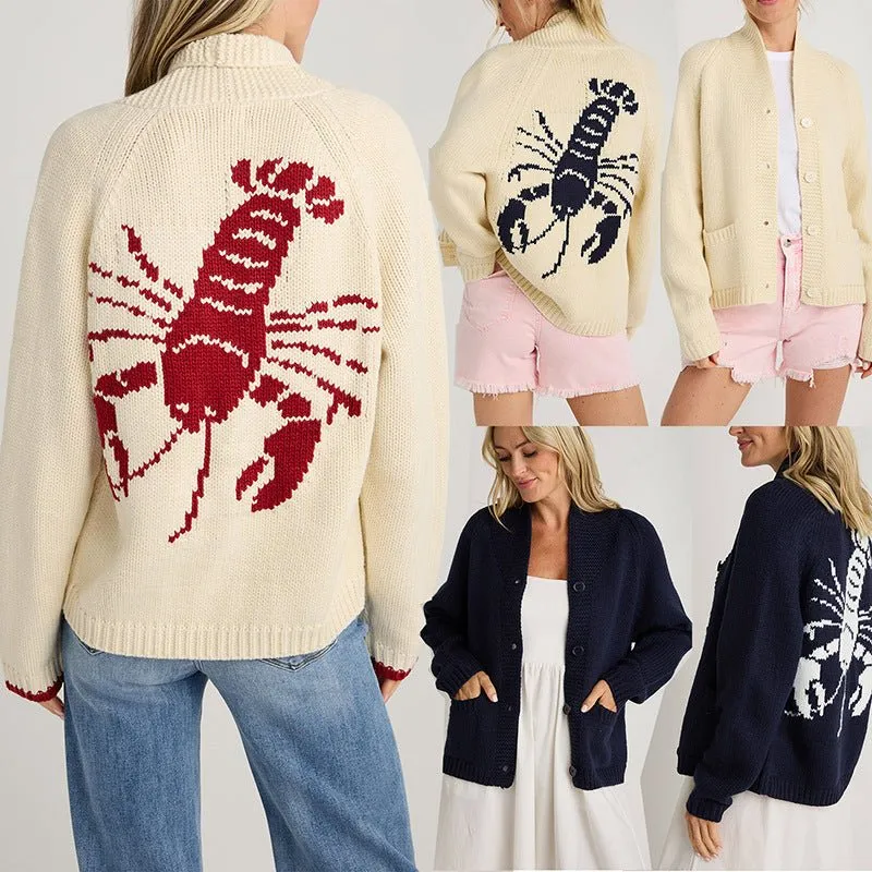 Anne | Fun Lobster Cardigan Sweater Jacket