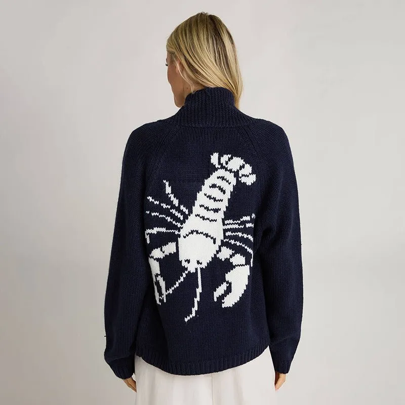 Anne | Fun Lobster Cardigan Sweater Jacket