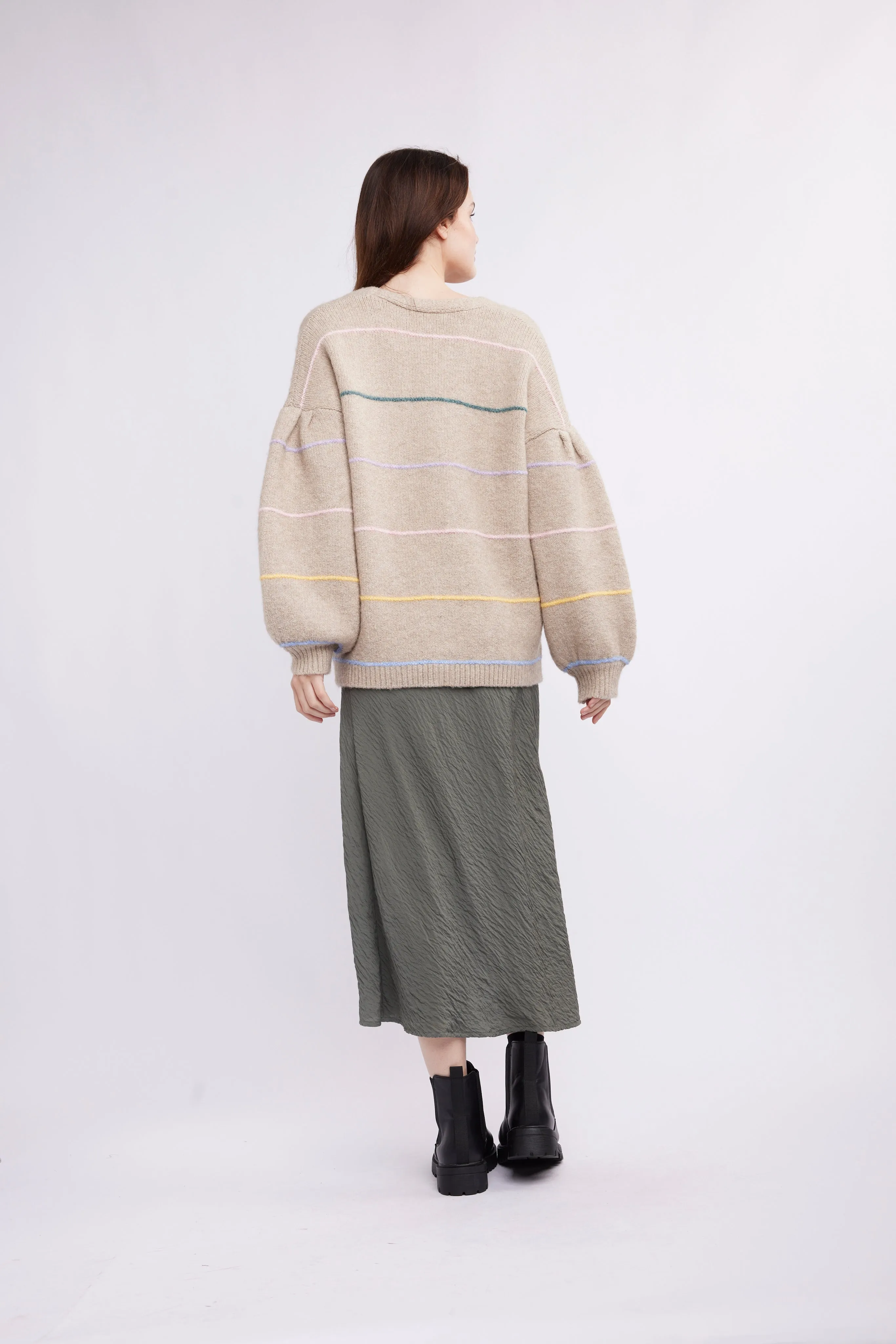 Ariella Pleated Sleeves Cardigan