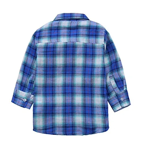 Baby Blue/Green Long Sleeve Plaid Shirts