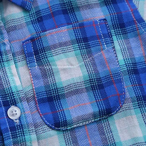 Baby Blue/Green Long Sleeve Plaid Shirts