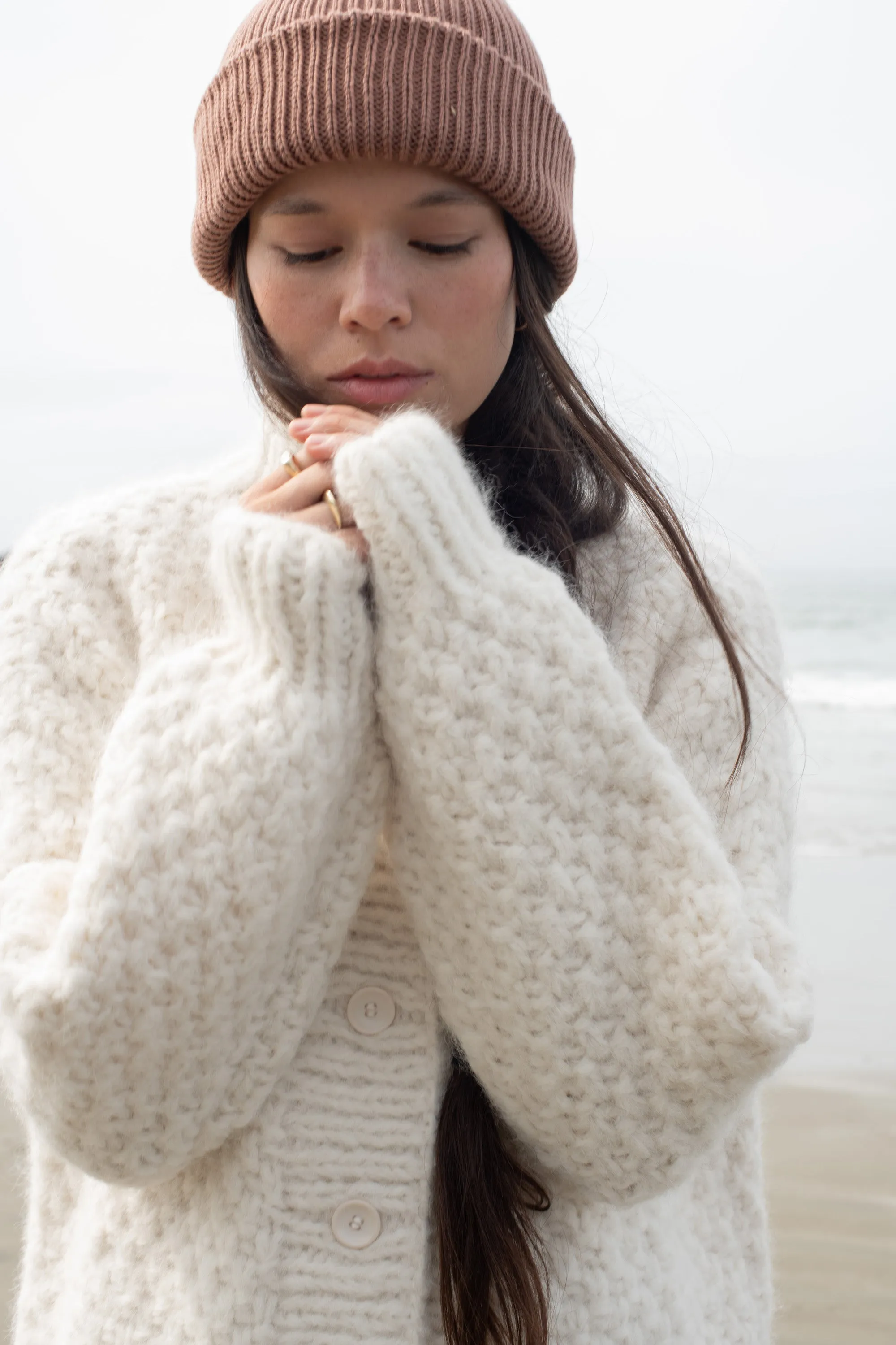 Bell Hand Knit Cardigan, Alpaca Blend, Cream