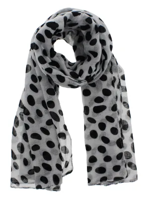 Black Polka Dot Print on White Scarf