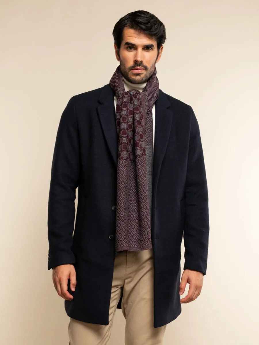 Bruno (grey/red) - warm and soft Italian scarf from wool blend