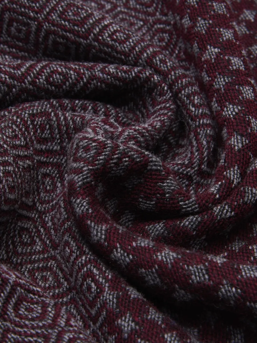 Bruno (grey/red) - warm and soft Italian scarf from wool blend