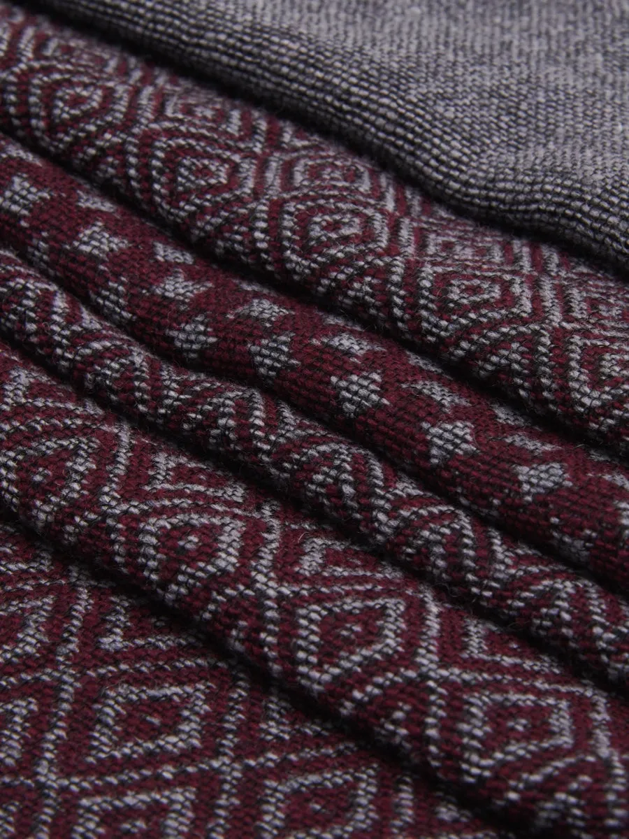 Bruno (grey/red) - warm and soft Italian scarf from wool blend