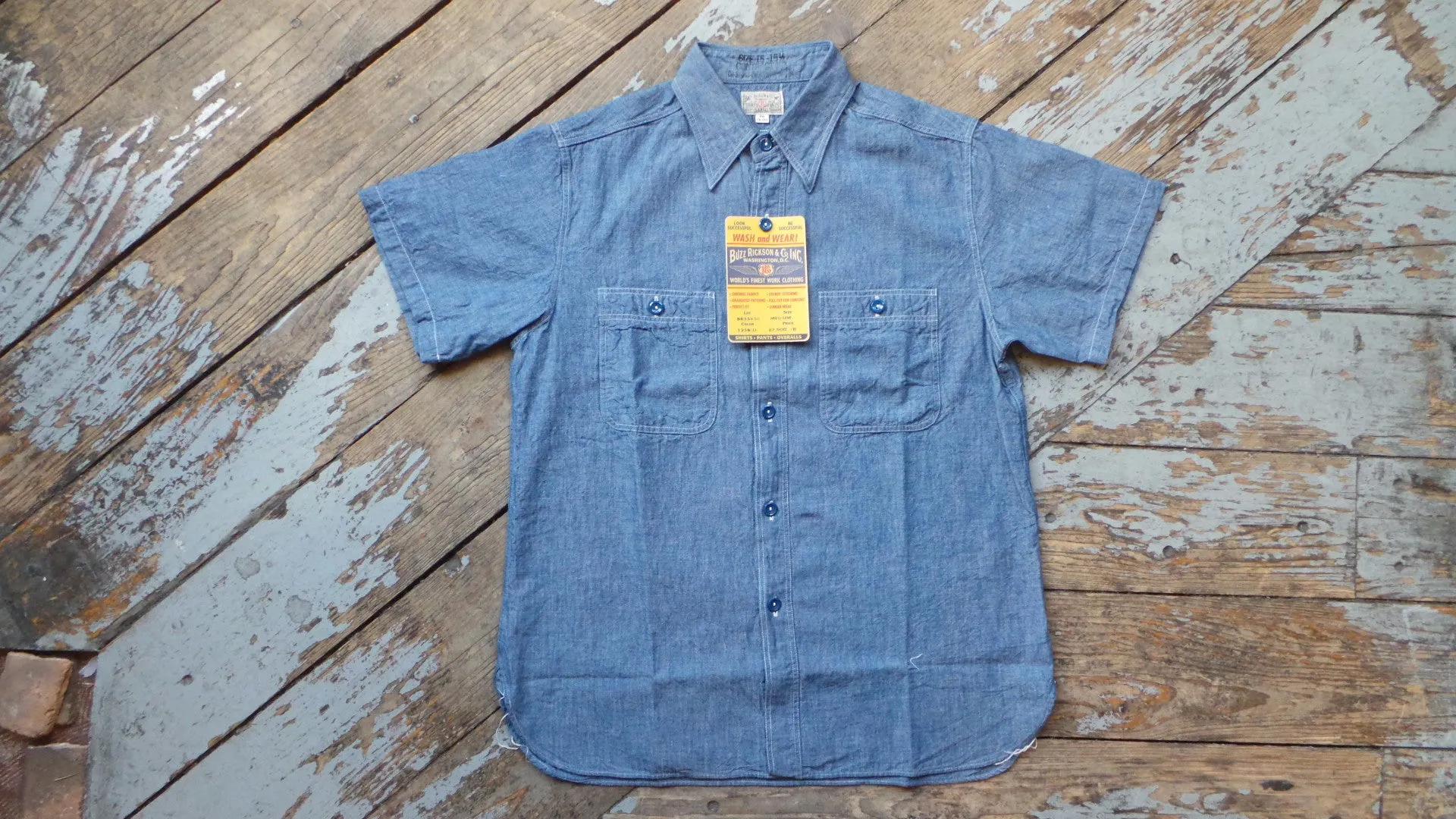 Buzz Rickson Short Sleeve Blue Chambray Shirt