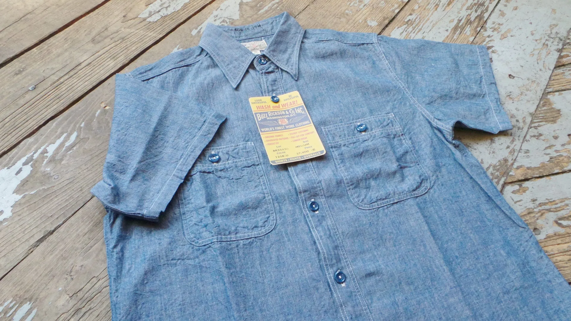 Buzz Rickson Short Sleeve Blue Chambray Shirt