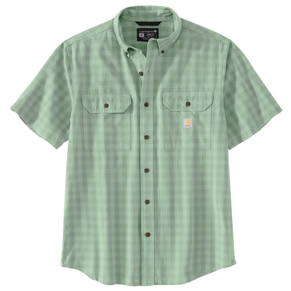 Carhartt 105702 Men's Loose Fit Midweight Short-Sleeve Plaid Shirt - Large - Jade