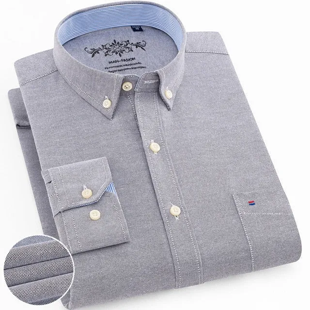 Casual Oxford Dress Shirt Single Patch