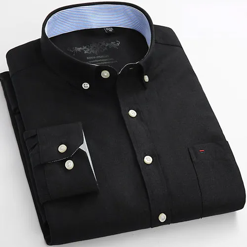 Casual Oxford Dress Shirt Single Patch