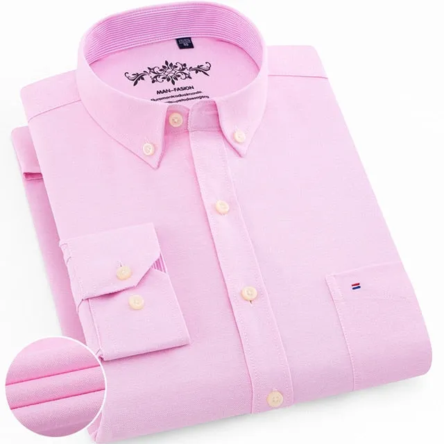 Casual Oxford Dress Shirt Single Patch