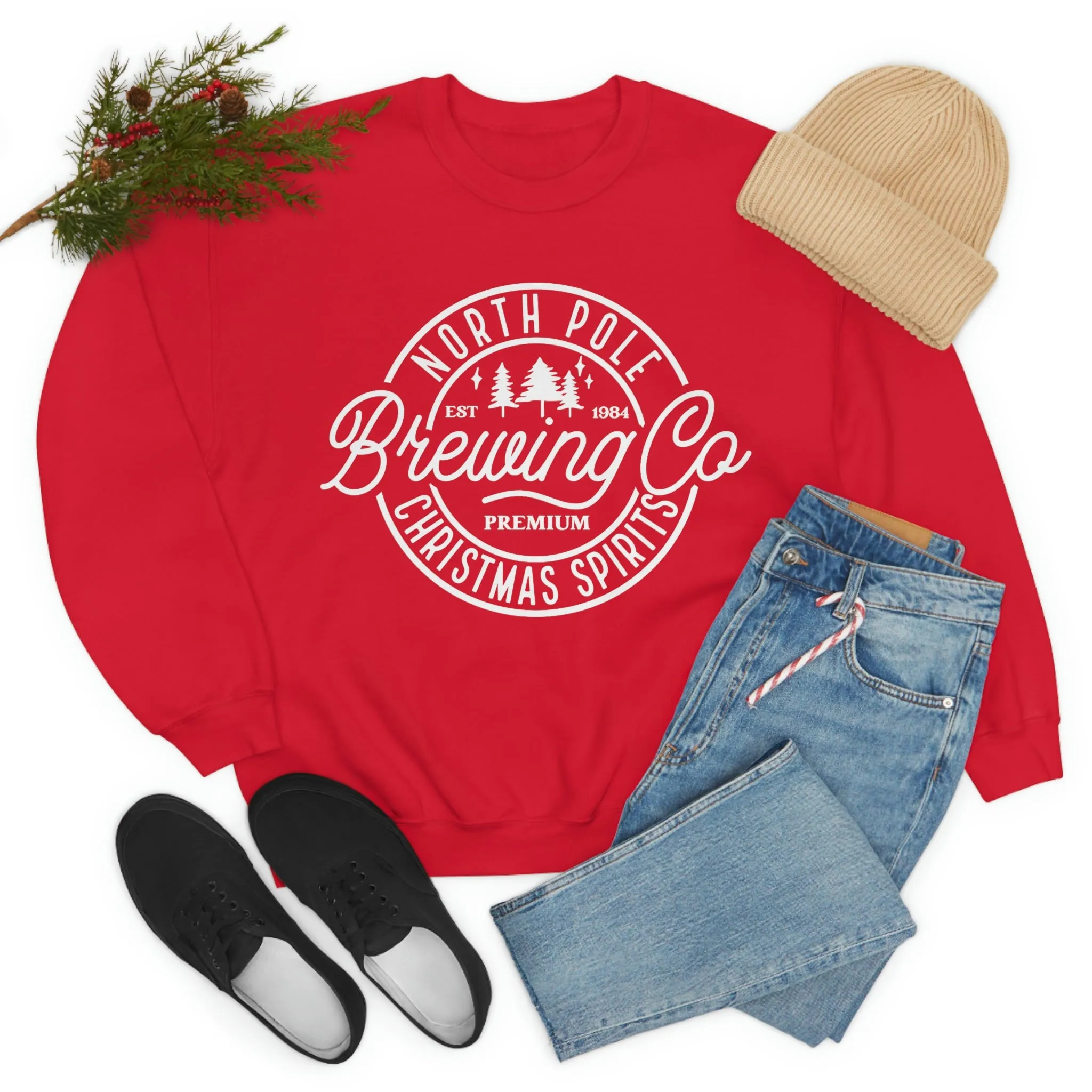 Christmas North Pole Brewing Company Heavy Blend Crewneck Sweatshirt