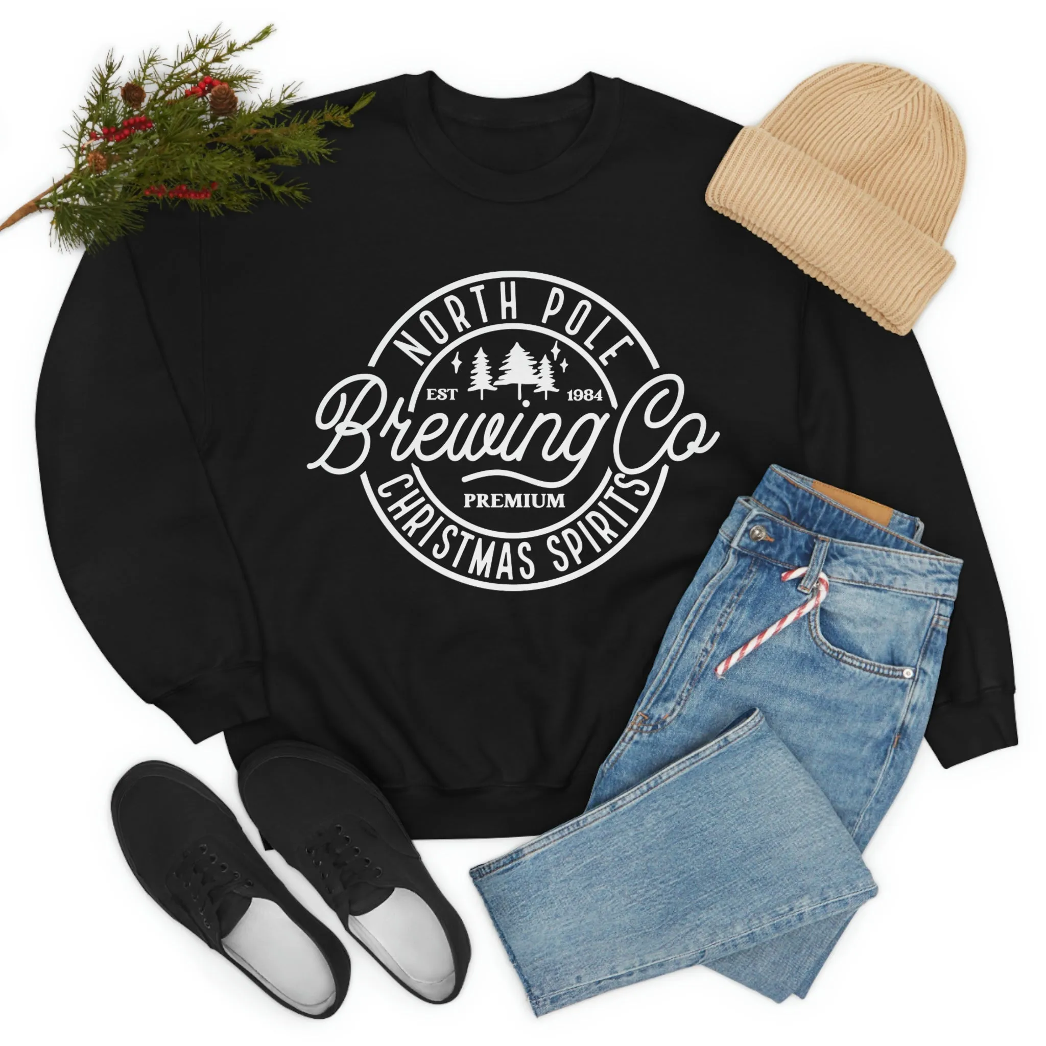 Christmas North Pole Brewing Company Heavy Blend Crewneck Sweatshirt