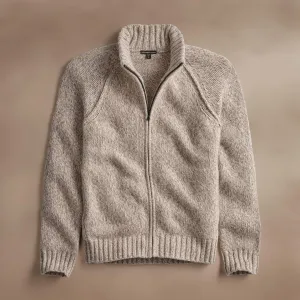 Chunky Cashmere Zip Up - Stone Marl