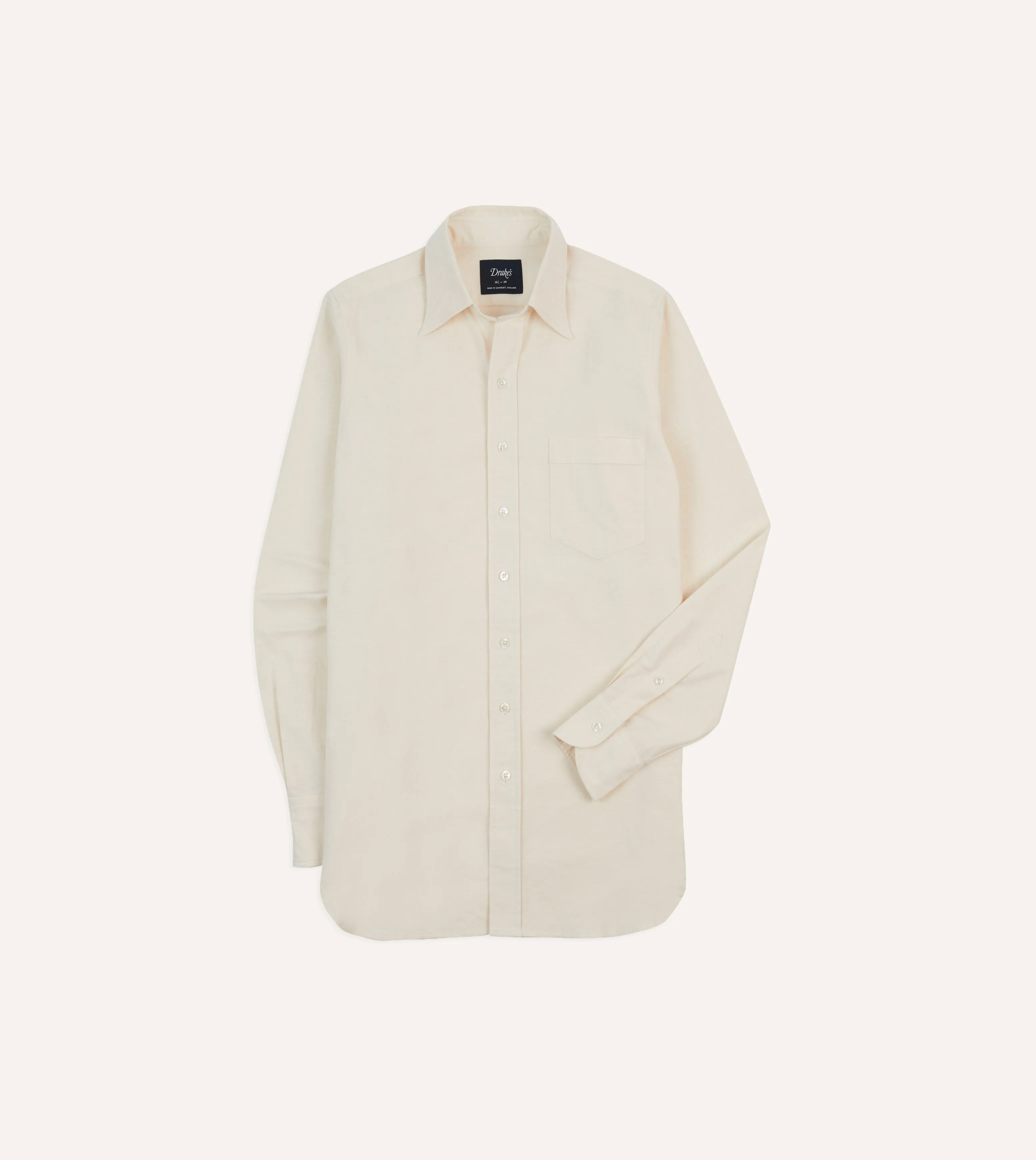 Cream Cotton Oxford Cloth Long Point Collar Shirt