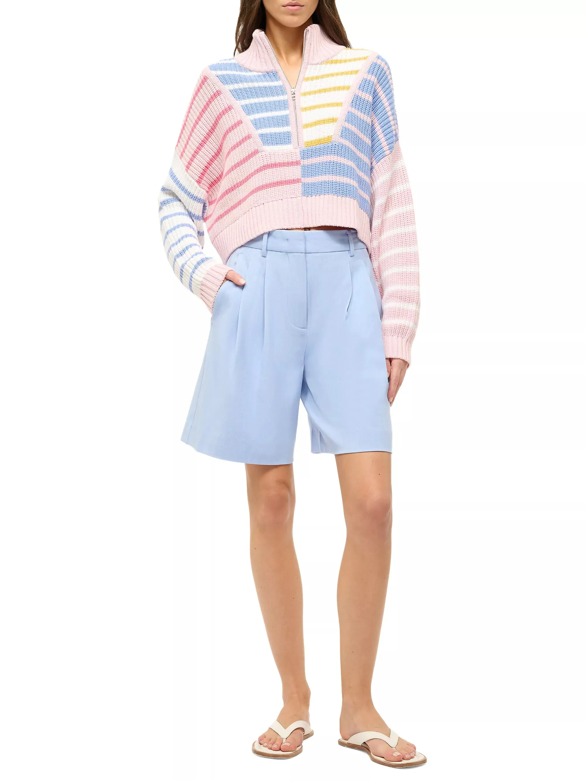 Cropped Hampton Sweater - Sunset Stripe