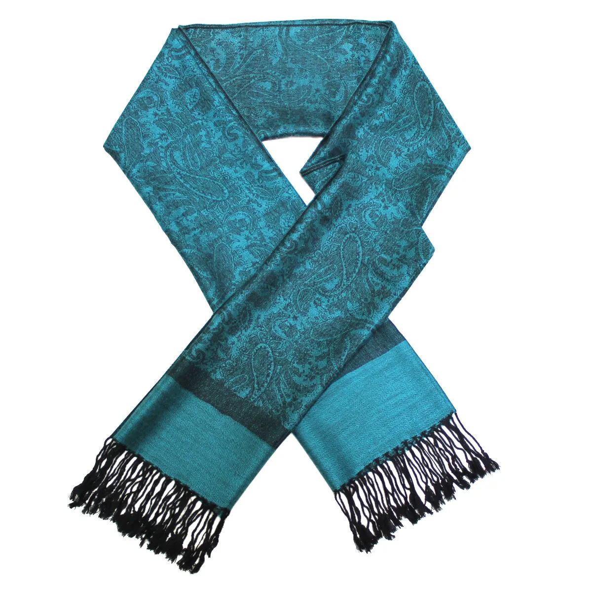 Cyan Paisley Pashmina Scarves