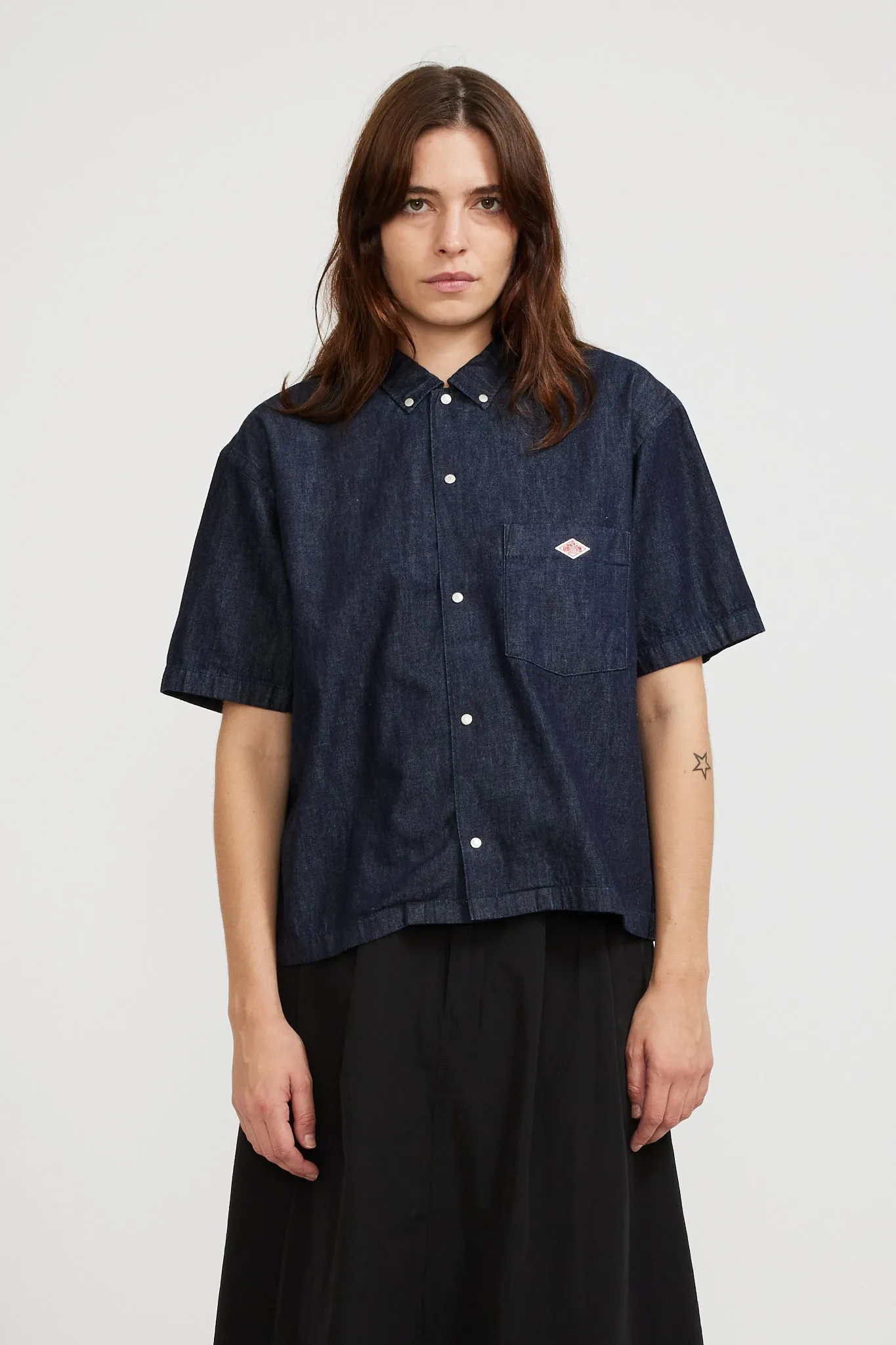 Dot Button S/S Shirt Indigo