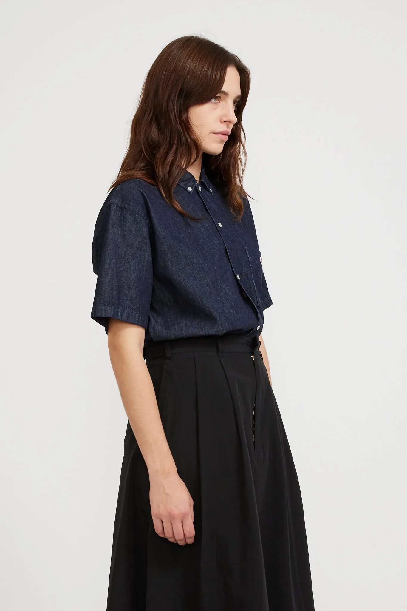 Dot Button S/S Shirt Indigo