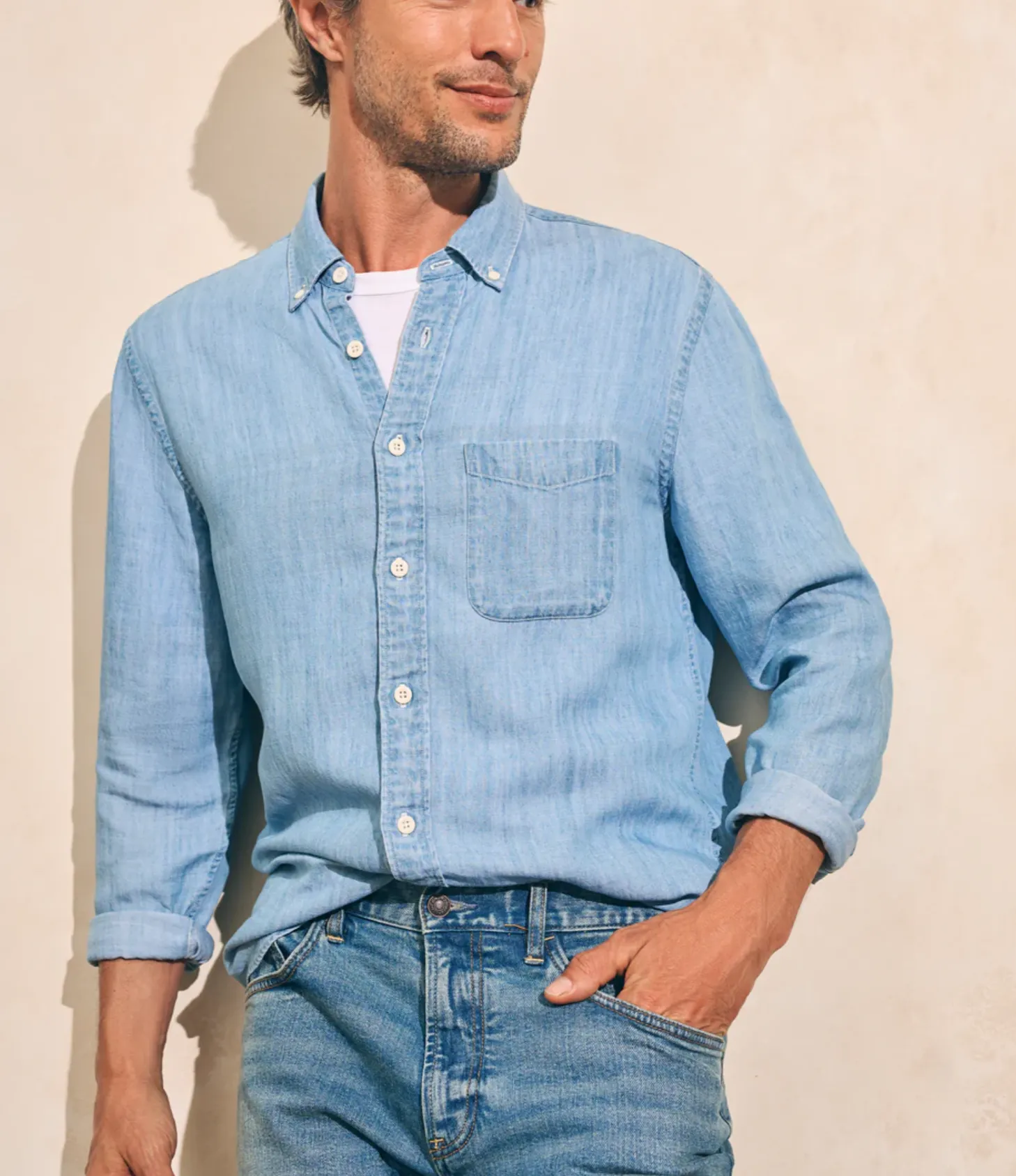 Faherty Tried & True Chambray Shirt Indigo