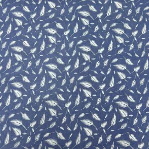 Falling Feathers Chambray Denim Fabric