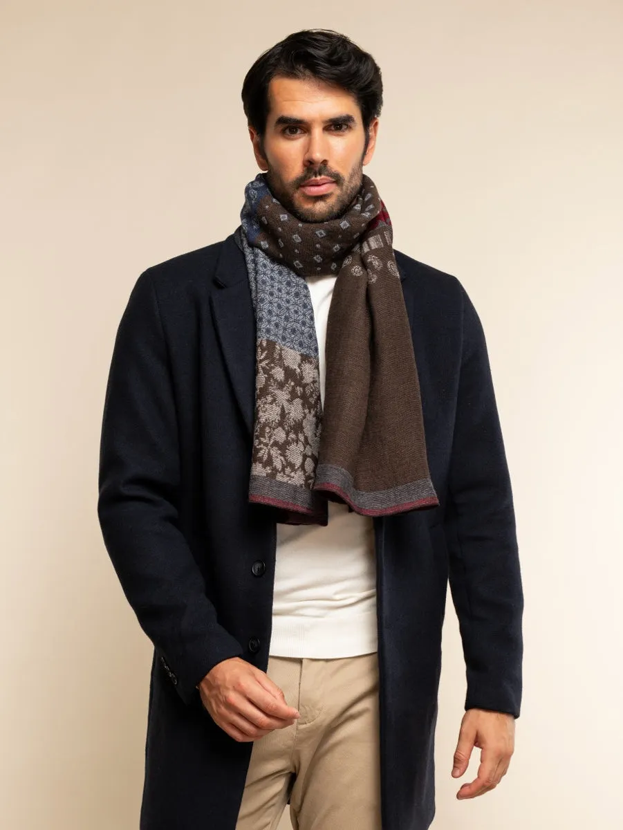 Federico (red/blue) - warm and soft Italian scarf from wool blend