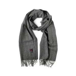 Fox Brothers Merino/Cashmere Grey Chalkstripe Scarf