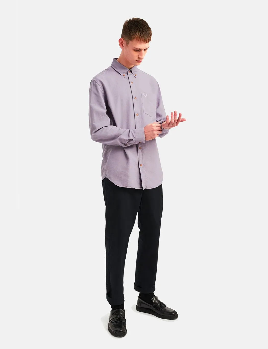 Fred Perry Overdyed Shirt - Dark Lavender