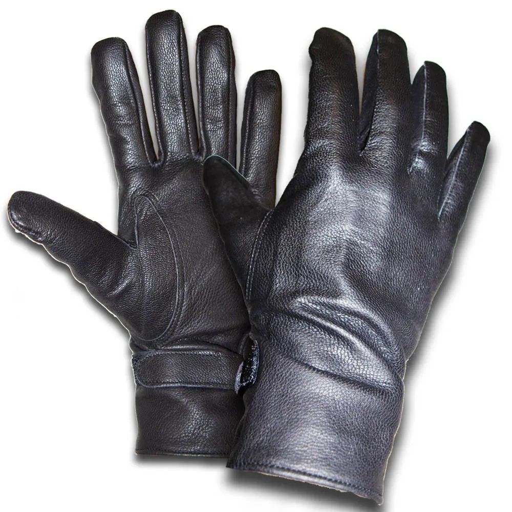 French Military Black Leather Gloves