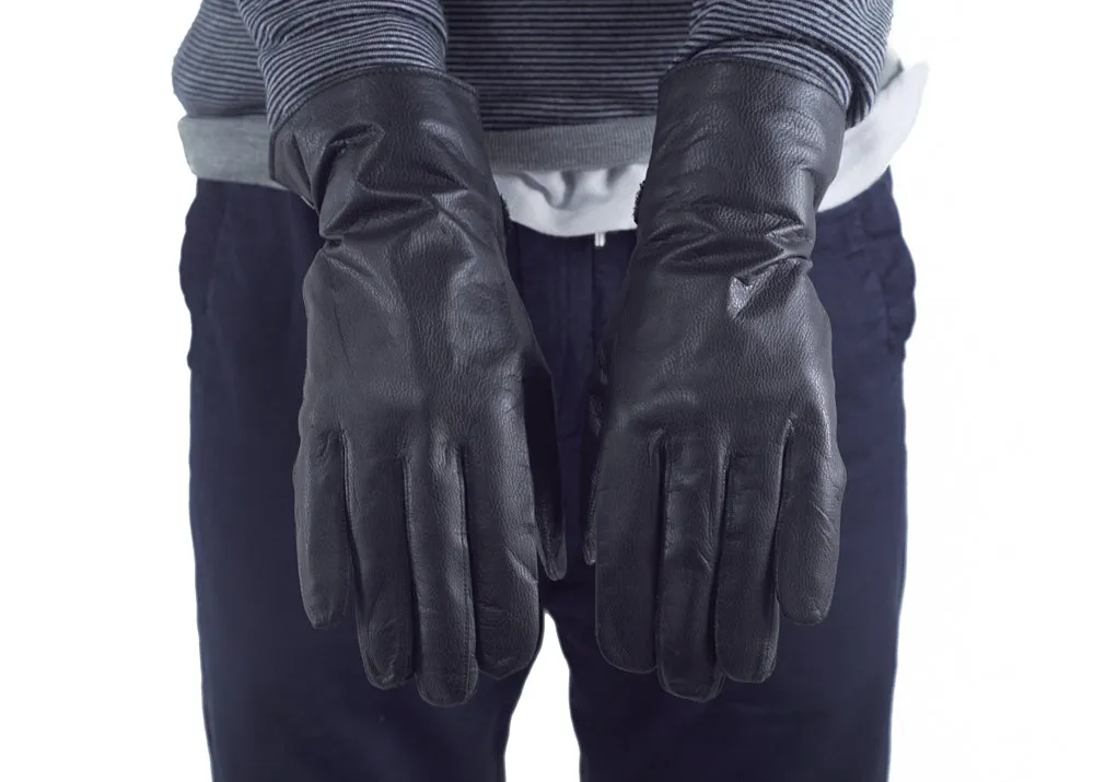 French Military Black Leather Gloves