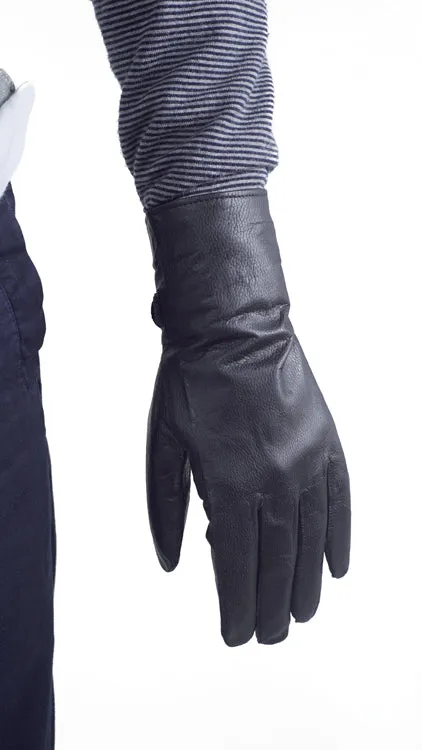 French Military Black Leather Gloves