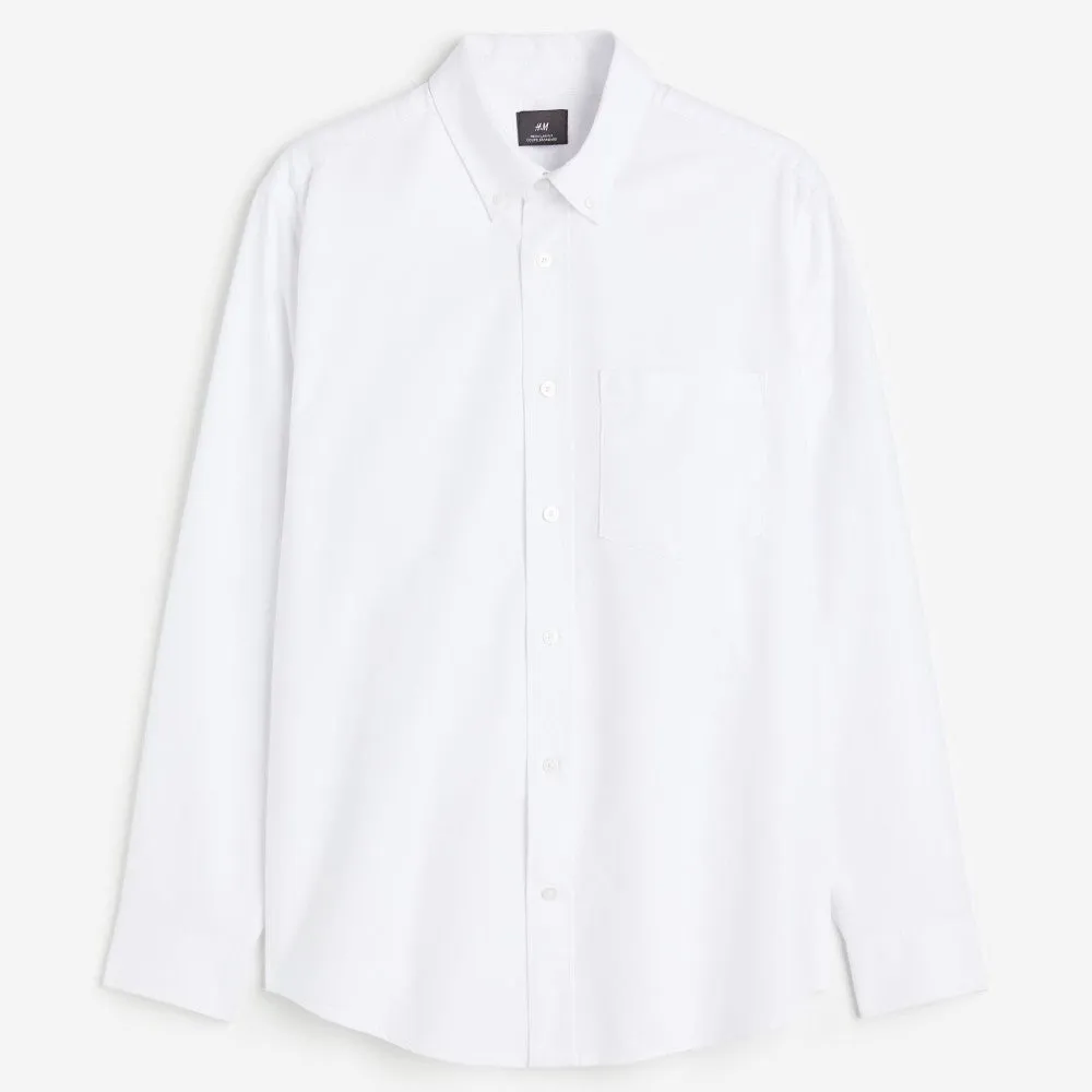 H&M Regular Fit Oxford Shirt, white