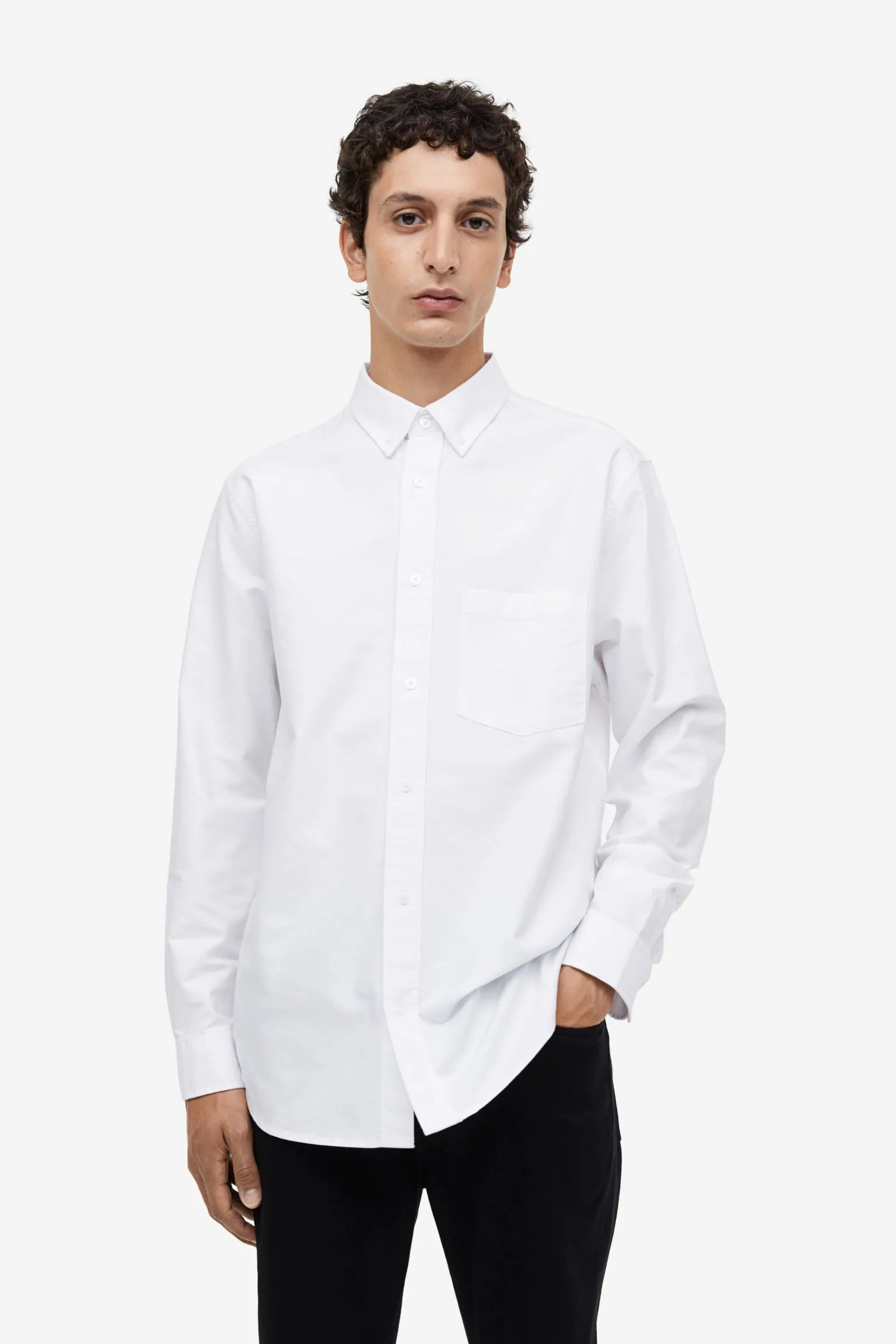 H&M Regular Fit Oxford Shirt, white