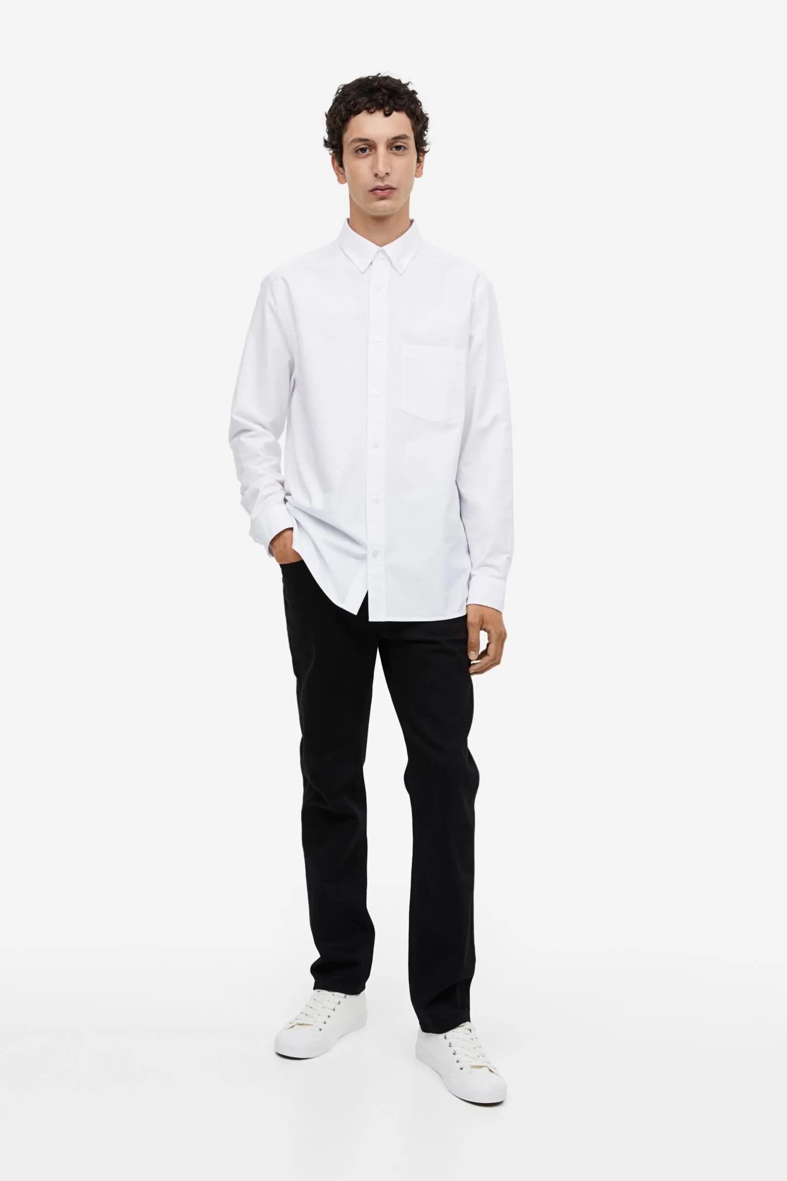 H&M Regular Fit Oxford Shirt, white