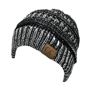 HAT-20A BEANIE METALLIC BLACK SILVER