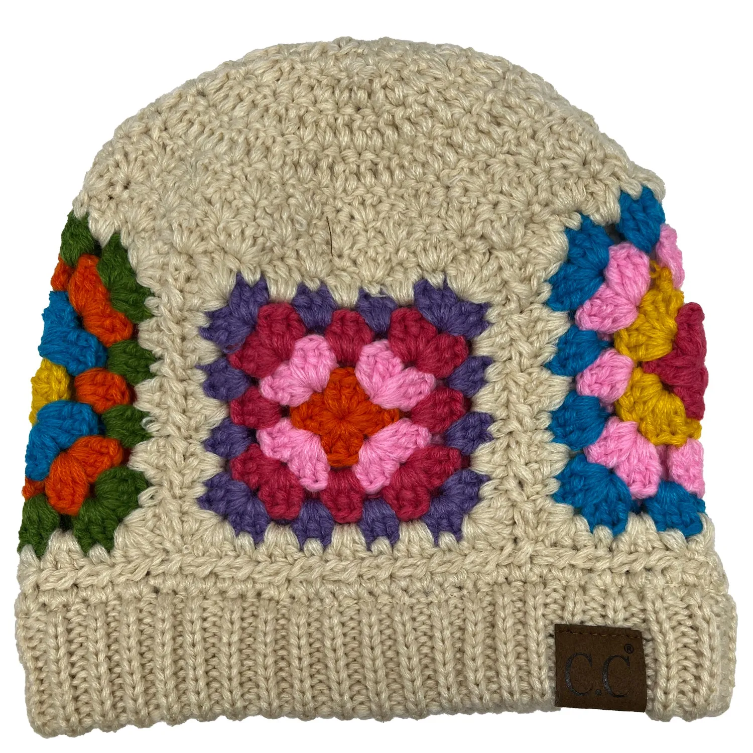 Hat-7393 C.C Hand Crocheted Beanie-Beige