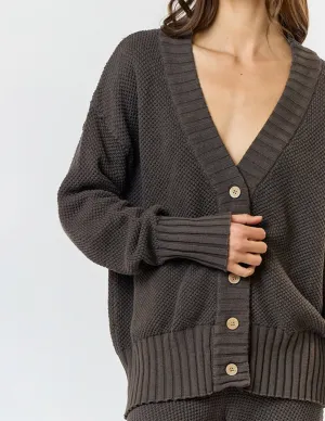 Heidi Chunky Charcoal Knit Cardigan