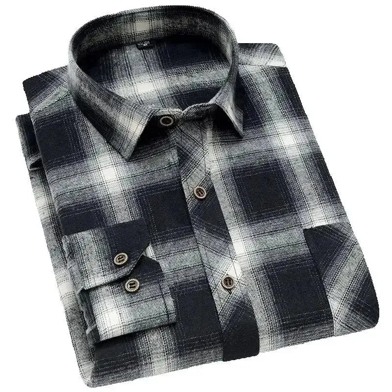 High Quality Soft Comfortable Casual Shirts Men Autumn Spring Long Sleeve Fashion Flannel Plaid Male Camisas Christmas Men Shirt