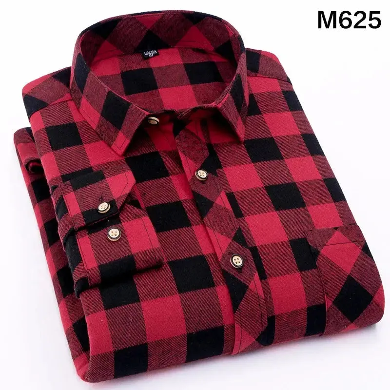 High Quality Soft Comfortable Casual Shirts Men Autumn Spring Long Sleeve Fashion Flannel Plaid Male Camisas Christmas Men Shirt