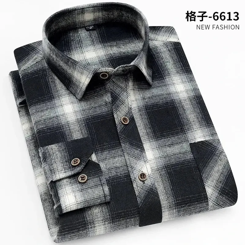 High Quality Soft Comfortable Casual Shirts Men Autumn Spring Long Sleeve Fashion Flannel Plaid Male Camisas Christmas Men Shirt