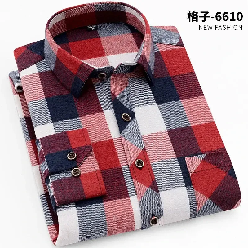 High Quality Soft Comfortable Casual Shirts Men Autumn Spring Long Sleeve Fashion Flannel Plaid Male Camisas Christmas Men Shirt