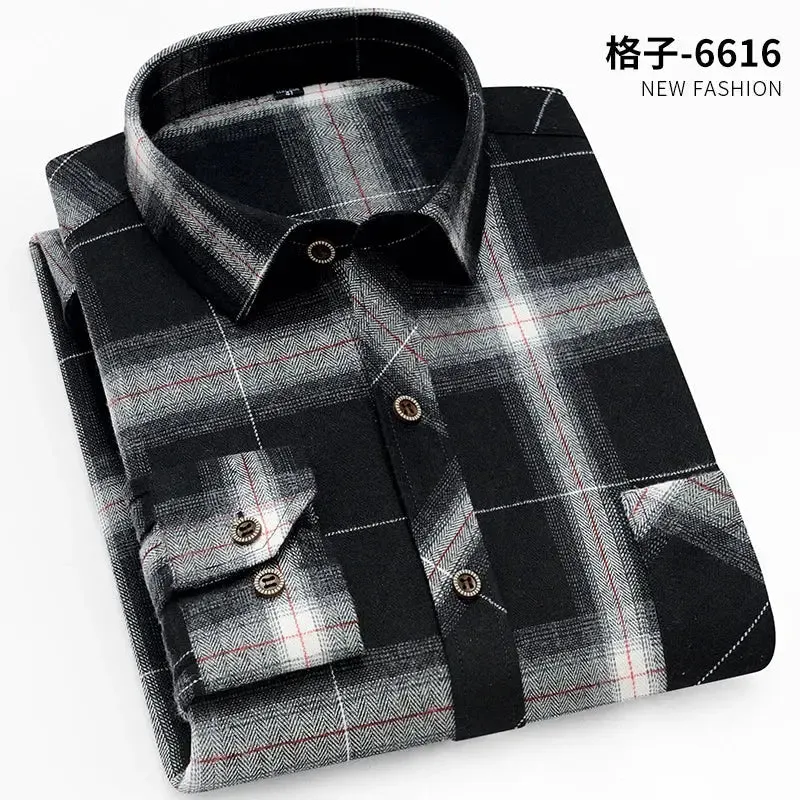 High Quality Soft Comfortable Casual Shirts Men Autumn Spring Long Sleeve Fashion Flannel Plaid Male Camisas Christmas Men Shirt